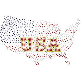 Shining USA State Rhinestone Iron On Picture to Shirt